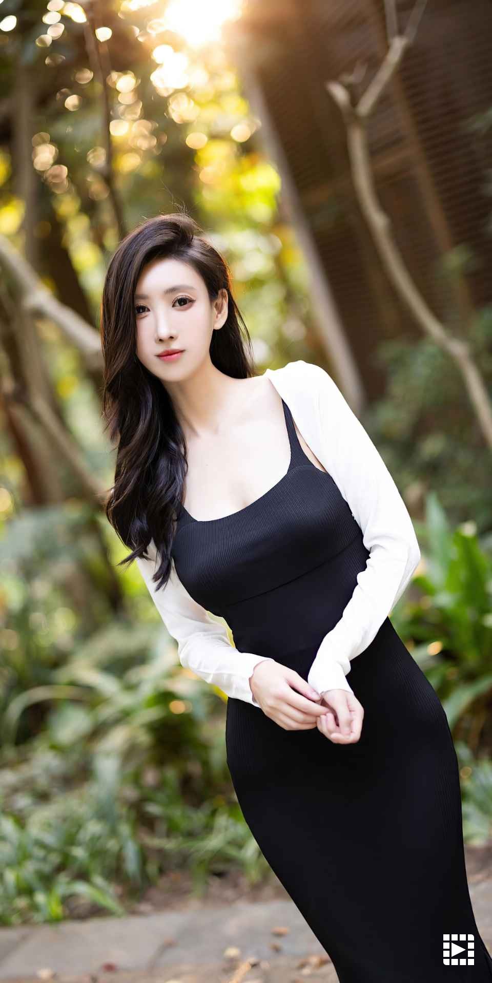 画报-黑色长裙的户外风华(1)